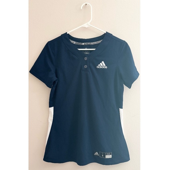 5/$15 MUST BUNDLE Adidas Kids Dark Blue Button Down Shirt - Picture 1 of 5